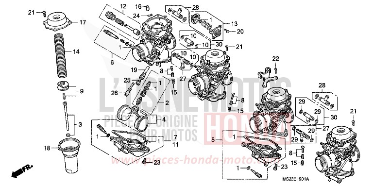 VERGASER (EINZELTEILE) von CB1300 Super Bold'or ABS PEARL CRYSTAL WHITE (NH193K) von 1990
